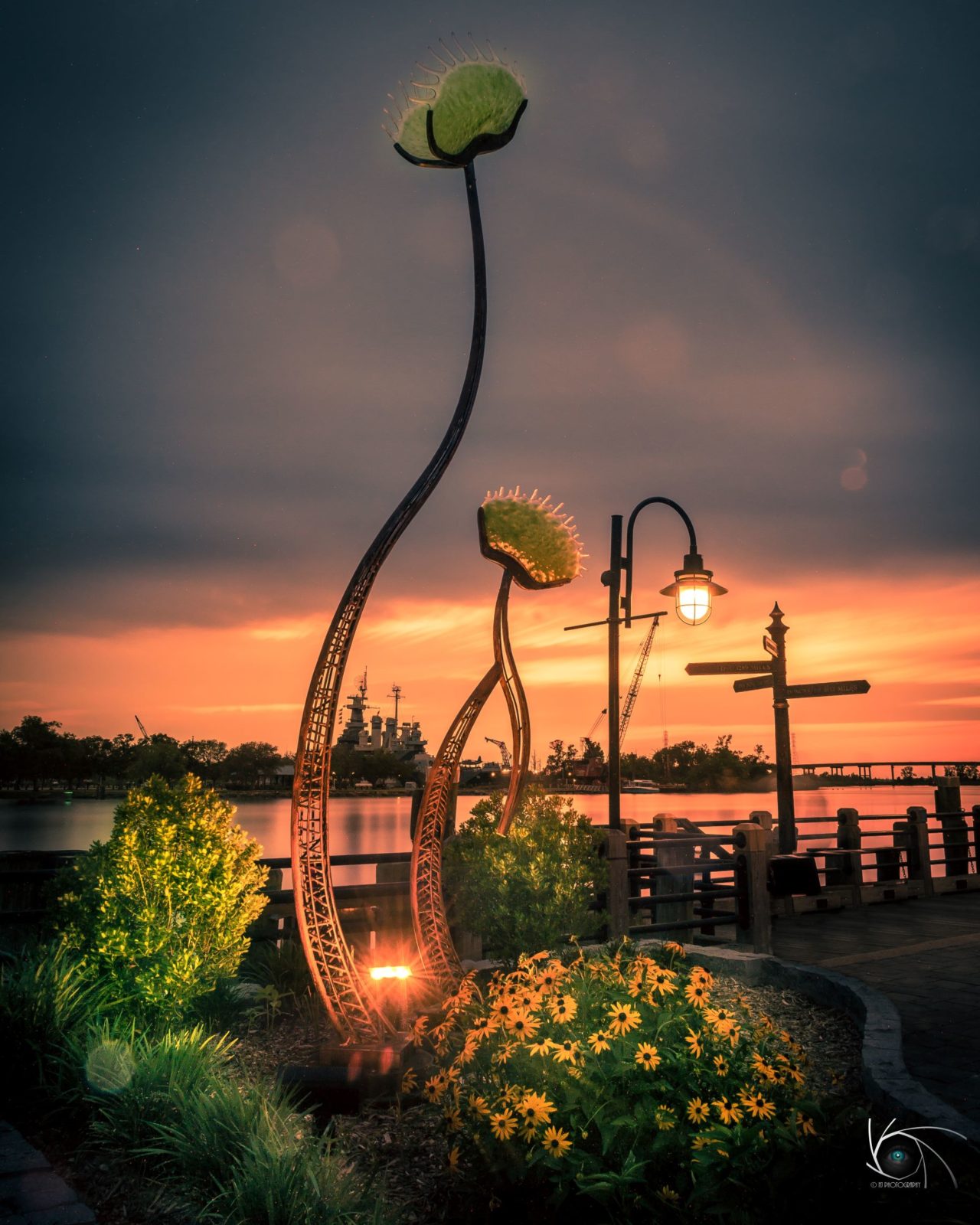 "Southern Hospitality" is a Venus flytrap sculpture on the Cape Fear Riverwalk in downtown WIlmington. ©NJ PHOTOGRAPHY