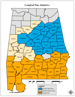 Alabama Longleaf Pine Initiative Map